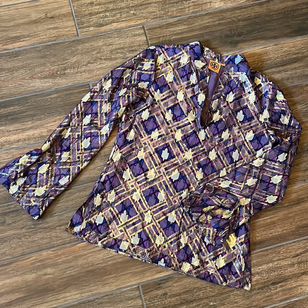 Tory Burch Metallic Silk Tunic